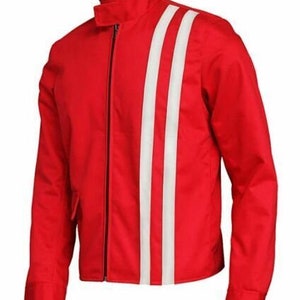 Men's Elvis Presley Speedway Slim Fit Cotton White Stripes Jacket Red