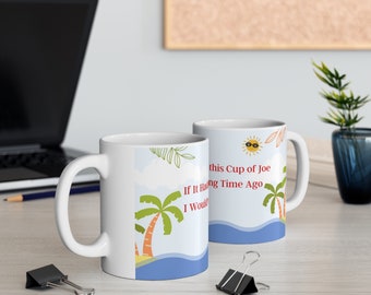 Tropical Coffee Mug, Funny Beach Lover Gift, Palm Tree Summer Cup