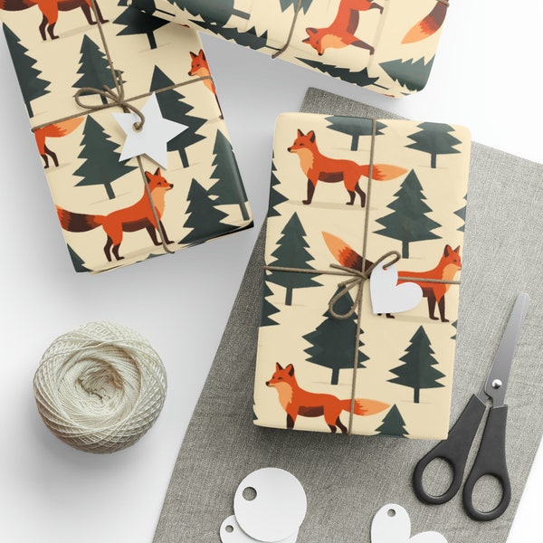 Wrapping Paper Gift Wrap Premium Gift Cute Chic Birthday Funny - Red Fox - WrapzillaUS