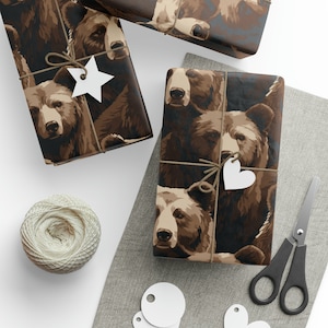 Carta da regalo per compleanno, regalo di Natale, regalo di Natale premium, carina, chic e divertente - Orso grizzly realistico - WrapzillaUS