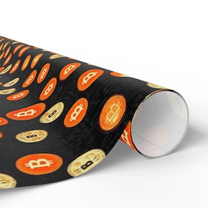 Birthday Wrapping Paper Bday Gift Wrap Premium Gift Cute Chic Birthday Funny - Bitcoin - WrapzillaUS