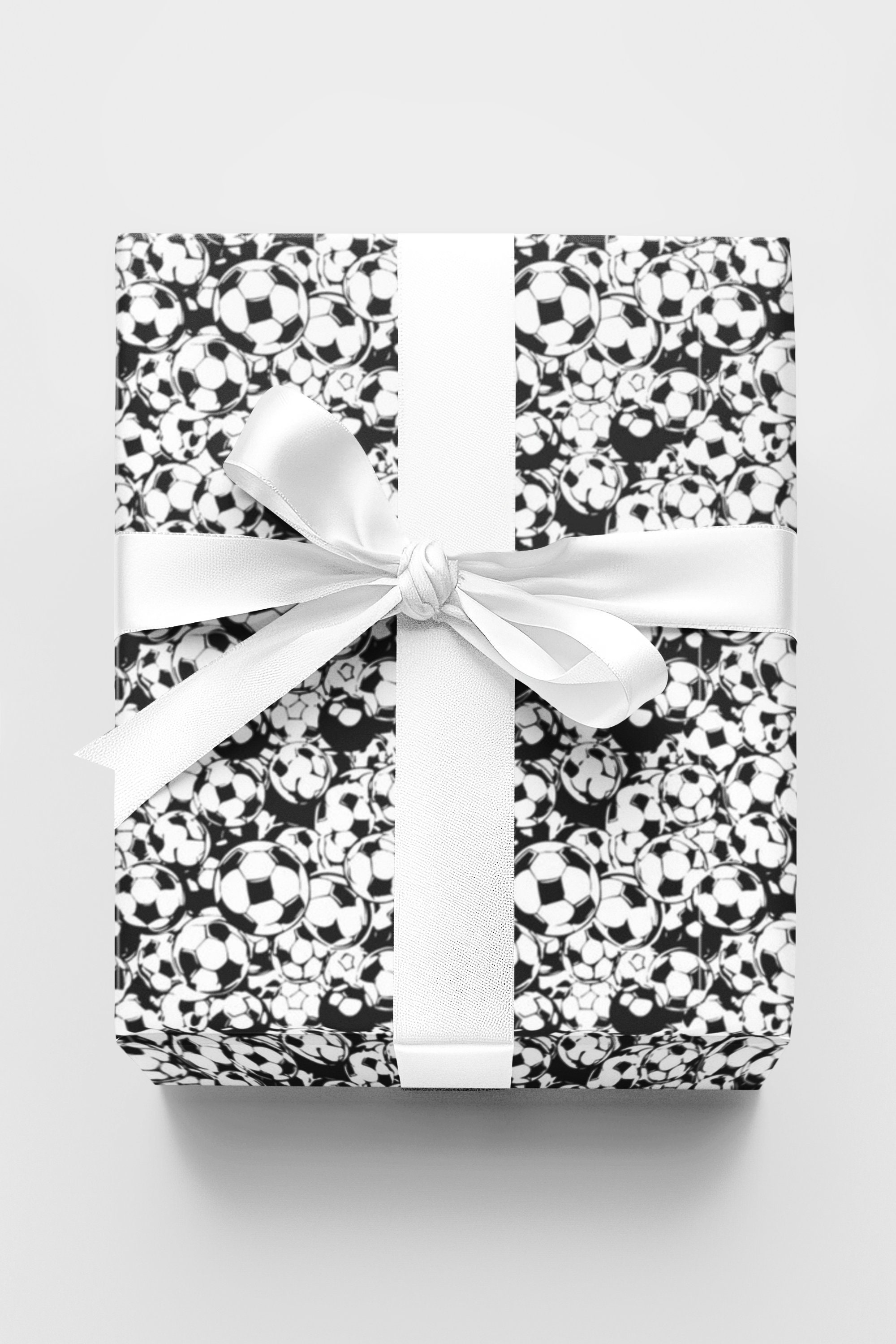 Funny Santa Soccer Gift Wrap, Thick Wrapping Paper, Futsal Ball