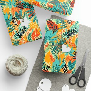Opakowanie na prezent świąteczny Prezent świąteczny Prezent świąteczny Papier do pakowania na Boże Narodzenie Uroczy Elegancki Urodziny Zabawny - Las Tropikalny - WrapzillaUS