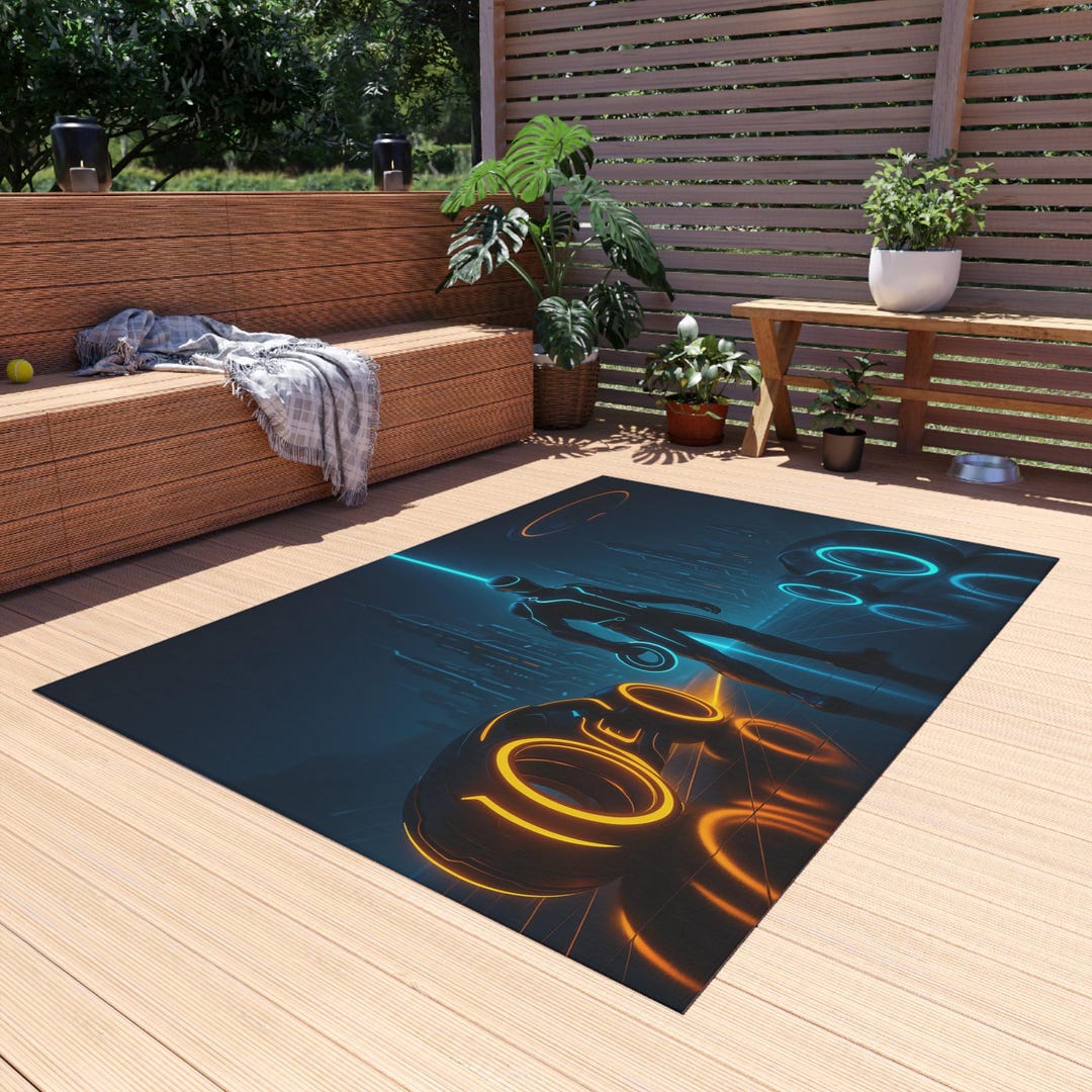 Futuristic Rug - Neon Tron Style - Etsy