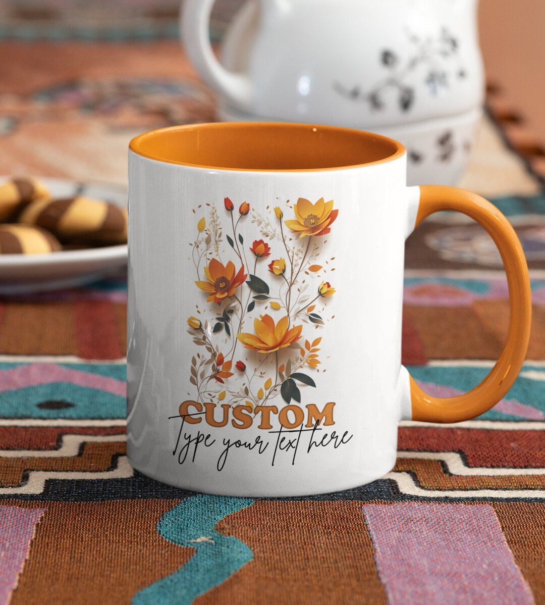 Mug Fall Color Custom Autumn Mug for Your Coffee Mornings, Fall Floral Decor ...