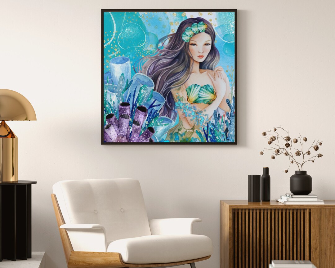 Vintage Mermaid Art Print Printable Mermaid Wall Art print Etsy