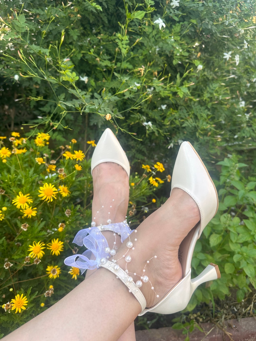 Women's Wedding Shoes Decorative White Pearl Wedding Heels Bridal Shoes, H87