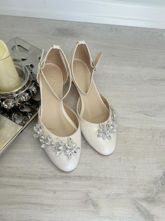ivory dress shoes womens White Ivory Lace Pearl Wedding shoes Women Bridal Shoes flats low high heel  pump