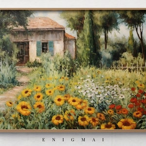Printable French Country Garden Landscape Oil Painting, Rustic Vintage Artwork, Art Decor Cottage Collection, 1900s Wall Art, Farm House #22