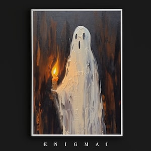 Geist, der eine Kerze hält, Öl-Vintage-Poster, druckbare Kunstdruck, Dark Academia, eindringliches Gespenst, Halloween-Dekor, digital herunterladbar #51