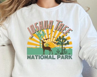 Sweat-shirt parc national de Joshua Tree, pull cactus du désert, col rond de randonnée aventure en plein air, chemise cadeau souvenir California Park
