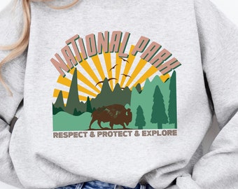 National Park Bison Sweatshirt: Outdoors Vacation Shirt