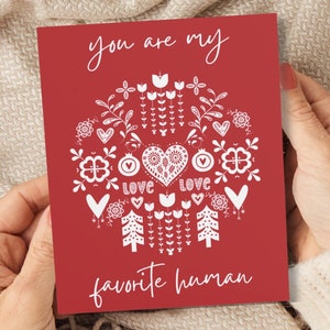 Scandinavian Folk Art Card| Norwegian Swedish Nordic Greeting Card| Anniversary Valentines Birthday Card Girlfriend Wife Boyfriend Husband