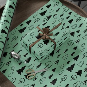 Sage Christmas Gift Wrapping Paper |Green Christmas Tree Gift Wrap |Woodland Paper |Winter Forest Wrapping |Holiday Gift Wrap |Birthday Wrap