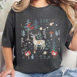 Folk Art Shirt| Scandinavian Shirt| Norwegian Folk Art Tee| Nordic Christmas| Swedish Folk Art TShirt| Botanical Shirt| Cottagecore Shirt