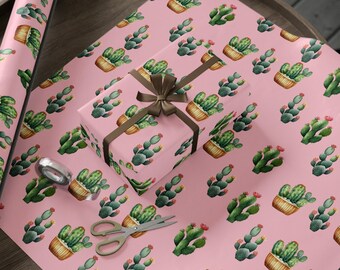 Pink Cactus Wrapping Paper | Western Gift Wrap