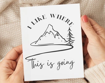 Mountain Adventure Valentines Card, Personalized Outdoor Hiking Card, New Relationship Couple Card, Nature Lover Valentine Gift For Hikers