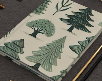 Woodland Forest Journal, Hardcover Tree Notebook, Evergreen Pine Trees Nature Journal, Cabin Guest Book, Hiking Gift, Outdoor Nature Lover