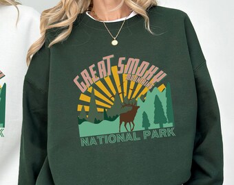 Smoky Mountains National Park Sweatshirt, Hiking Camping Outdoor Crewneck, Mountain Adventure Pullover Gift for Nature Lovers Hiking Travel
