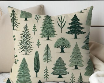 Evergreen Tree Throw Pillow Rustic Cabin Decor Woodland Forest Pillow Pine Tree Cushion Nature Lover Gift Sofa Bedroom Accent Cover RV Couch
