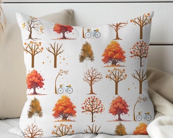 Fall Trees Pillow, Autumn Leaves Throw Pillow, Fall Home Decor, Autumn Decorative Pillow Sofa, Fall Decor Accent, Seasonal Autumn Cushion