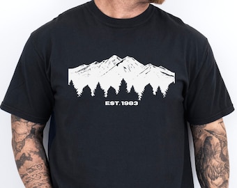 T-shirt montagne, chemise randonnée amoureux de la nature, t-shirt aventure en plein air, chemise graphique forêt de montagne, t-shirt graphique camping, haut cadeau randonneur