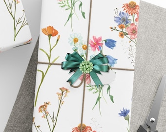 Floral Wrapping Paper, Wildflower Gift Wrap, Botanical Wrapping Paper Roll, Flower Gift Wrap Paper, Garden Floral Wrapping Paper Birthday