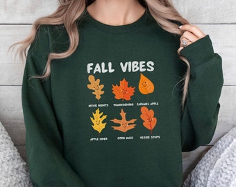Herbst Sweatshirt für Frauen, Herbstlaub Thanksgiving Pullover, gemütlicher Herbst Pullover mit Rundhalsausschnitt, saisonales Herbst Outfit Geschenk für Herbstliebhaber