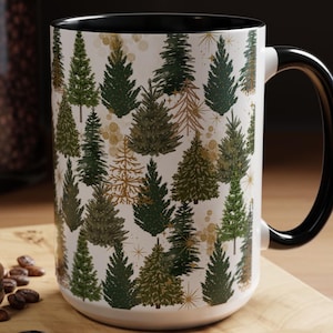 Mug – Evergreen Forest Christmas Holiday Coffee Cup, Winter Ceramic Mug, Xmas Drinkware, Festive Hot Chocolate Mug, Holiday Kitchen Decor