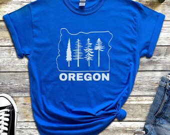 Camiseta con el árbol de pino del estado de Oregón, camiseta unisex de senderismo, camiseta de acampada de Oregón, camiseta con gráficos de naturaleza, camiseta de aventura en la montaña, camiseta de senderismo al aire libre PNW