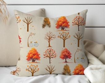 Fall Trees Pillow, Autumn Leaves Throw Pillow, Fall Home Decor, Autumn Decorative Pillow Sofa, Fall Decor Accent, Seasonal Autumn Cushion