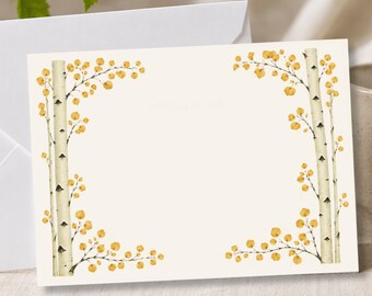 Personalized Stationery, Aspen Tree Postcard Set, Custom Name or Message, Botanical Thank You Cards, Woodland Nature Greeting Cards Note Set