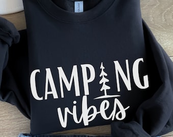 Camping Sweatshirt, Pine Tree Graphic Shirt, Nature Lover Gift, Outdoor Hiking Shirt, Camp Fire Shirt, Adventure Travel Top for Camper Hiker