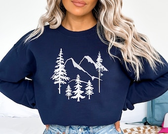 Bluza górska, bluza do pieszych wędrówek, bluza do noszenia na świeżym powietrzu, sweter z nadrukiem Mountain Tree, prezent dla miłośników pieszych wędrówek, bluza outdoorowa