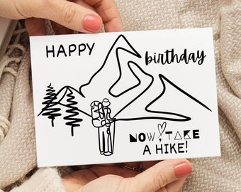 Hiking Birthday Card, Mountain Adventure Card for Outdoor Enthusiasts, Personalized Birthday Card, Adventure Lover Gift, Hiking Lover Card