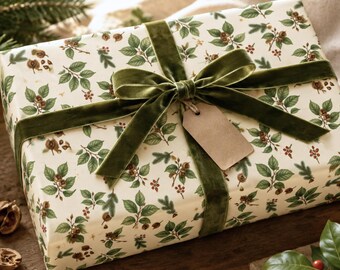 Christmas Wrapping Paper Beech Tree, Botanical Christmas Gift Wrap, Woodland Holiday Wrapping Paper, Nature Lover Gift Wrap, Beech Pattern
