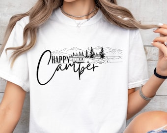 Camping Shirt, Happy Camper T Shirt, Camping Gift Shirt, Outdoor Camping Shirt, Camper Shirt, Nature Camp Fire Shirt, Camping Lover Tee Gift