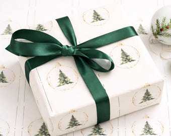 Christmas Wrapping Paper, Vintage Farmhouse Christmas Gift Wrap, Ornament Tree Wrapping Paper Roll, Holiday Gift Wrap Paper Christmas