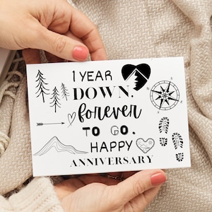 Biglietto di anniversario per marito fidanzato moglie fidanzata/Anniversario di appuntamenti/Amante della montagna/Carta amante dell'aria aperta/Carta di coppia per escursioni e avventure