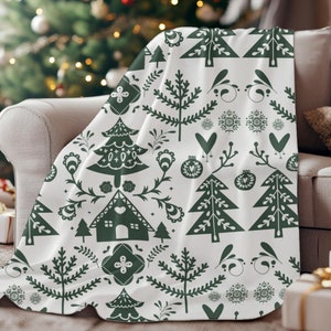 Skandinavische Weihnachtsdecke | Norwegische Volkskunst Decke |Norwegische Weihnachtsbaum-Decke| Schwedische Volkskunst Geschenk |Nordic Home Decor