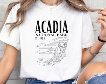 Acadia National Park T Shirt, Mount Desert Island Maine Graphic Tee, Outdoor Hiking Shirt, Camping Shirt, New England Travel Souvenir Gift