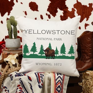 Yellowstone National Park Pillow | Yellowstone Throw Pillow | Square Pillow & Insert | Wyoming Pillow | Adventure Pillow | Decorative Pillow