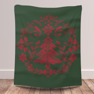 Skandinavische Weihnachtsdecke | Norwegische Volkskunst Decke |Norwegische Weihnachtsbaum-Decke| Schwedische Volkskunst Geschenk |Nordic Home Decor