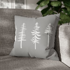 Cuscino a forma di albero di pino / Federa per cuscino quadrata grigia / Cuscino da avventura / Cuscino da esterno / Cuscino decorativo / Cuscino da campeggio / Cuscino regalo per camper