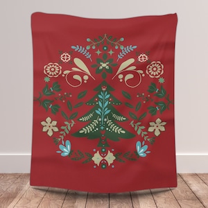 Skandinavische Weihnachtsdecke | Norwegische Volkskunst Decke |Norwegische Weihnachtsbaum-Decke| Schwedische Volkskunst Geschenk |Nordic Home Decor