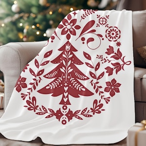 Skandinavisches Wohndekor | Volkskunst-Decke | Norwegische Weihnachtsdecke |Swedish Sweden Home Decor| Winter Rosemaling Geschenk