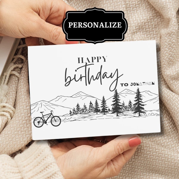 Birthday Card For Him Her| Mountain Bike Card| Happy Birthday Bike Card| Cycling Card| Adventure Card| Bicycle Biking Card| Bike Lover Gift