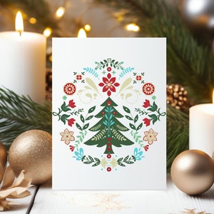 Norwegian Folk Art Card| Scandinavian Christmas Card| Swedish Folk Art |Norwegian Christmas Card Set| Nordic Greeting Card| Birthday Card