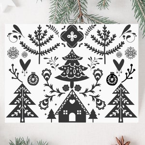 Biglietto di Natale scandinavo/Biglietto di arte popolare norvegese/Arte popolare svedese/Set di biglietti di Natale norvegesi/Biglietto di auguri nordico/Biglietto di compleanno