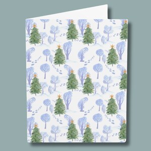 Carte d'anniversaire pour lui elle | Jeu de cartes Forêts boisées sempervirentes| Carte de Noël| Carte de voeux| Carte de verdure| Carte de vœux | Cadeau pour amoureux de la nature